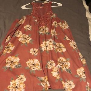 Pink floral swing dress